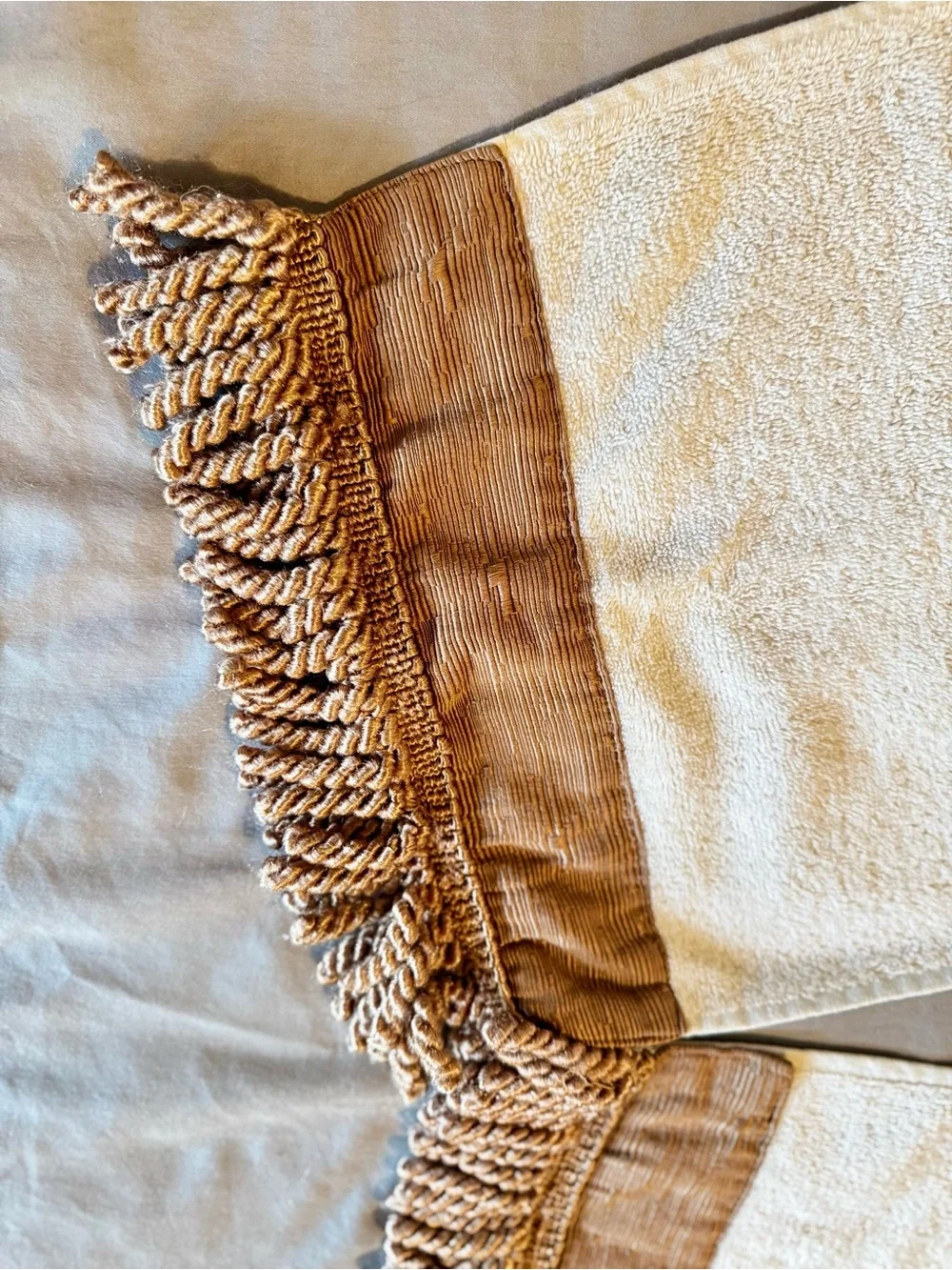 CROSCILL Set of 2 Cotton Towels Cream & Bronze Gold Brown Decorative Hand Towel